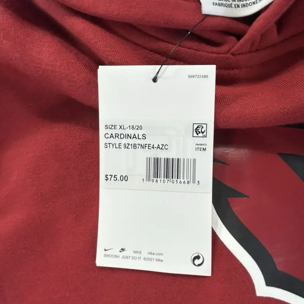 Nike NFL Arizona Cardinals Hoodie Youth XL 18-20 Red NFL Football NWT